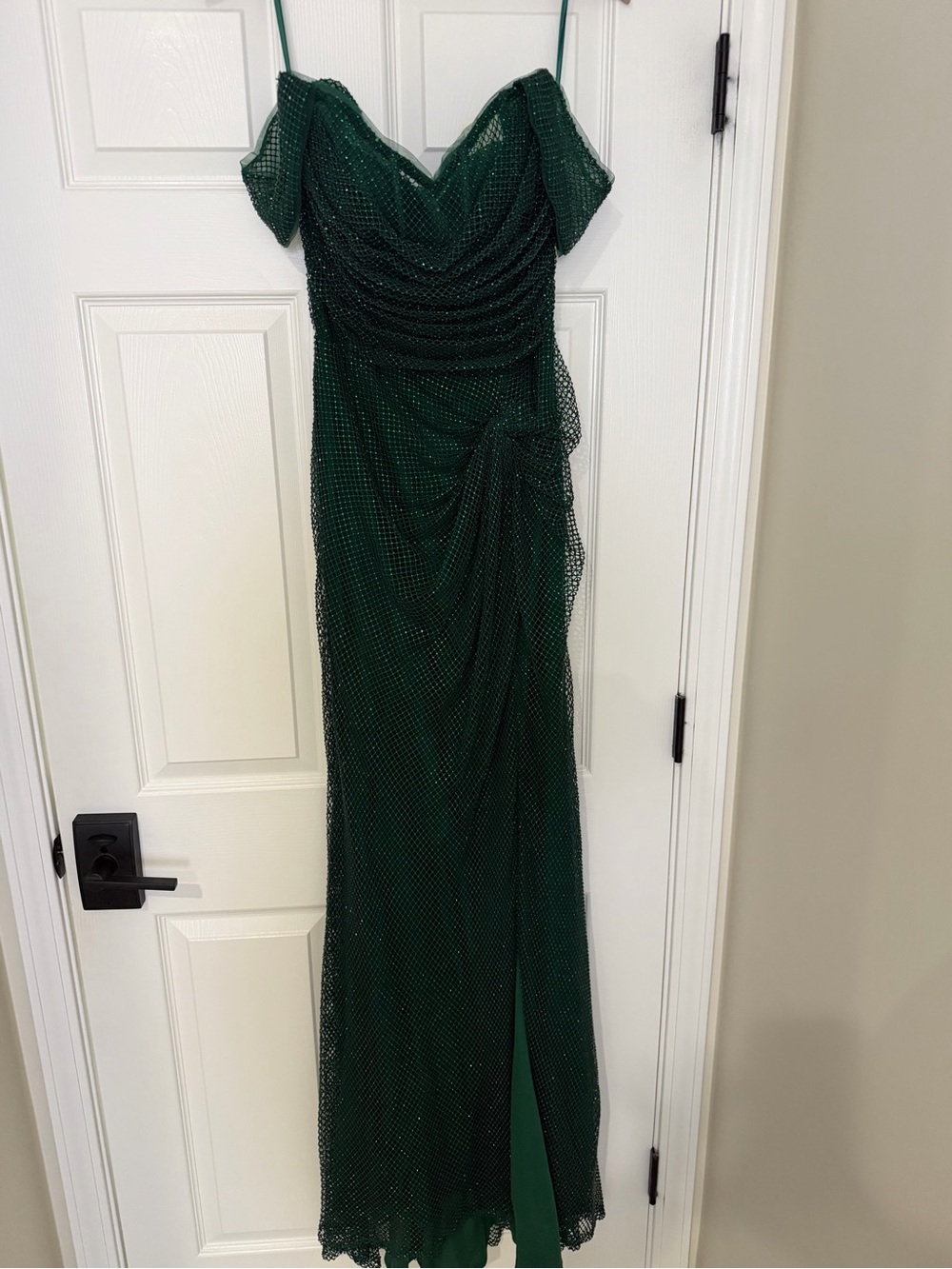 Mesh-Draped Emerald Maxi Dress NEW!!